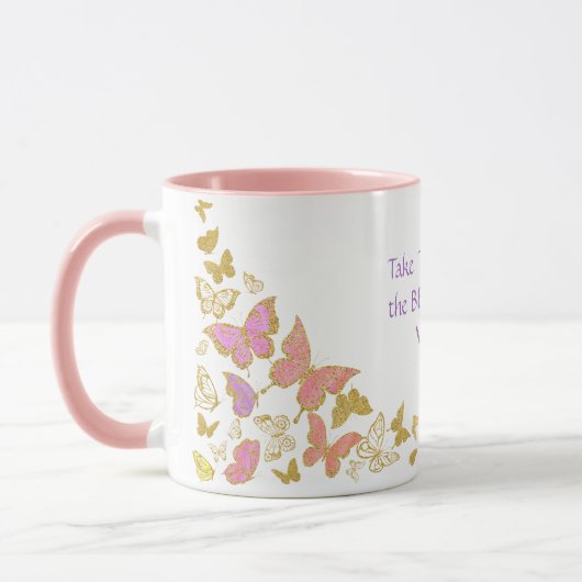 Gold Pink Butterfly heeft tijd om schoonheid te zi Mok (Links)