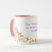Gold Pink Butterfly heeft tijd om schoonheid te zi Mok (Voorkant links)
