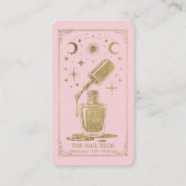Gold Pink Celestial Tarot Nail artist QR Code Visitekaartje (Voorkant)