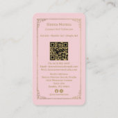 Gold Pink Celestial Tarot Nail artist QR Code Visitekaartje (Achterkant)