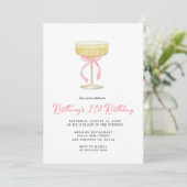 Gold & Pink Champagne 21st Birthday Invitation Kaart (Staand voorkant)