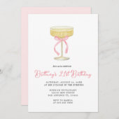 Gold & Pink Champagne 21st Birthday Invitation Kaart (Voorkant / Achterkant)