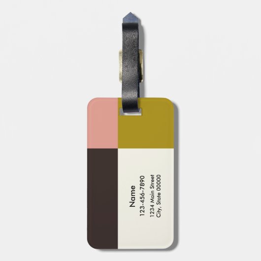 Gold Pink Chocolade Ivory Pset Bagagelabel (Achterkant verticaal)