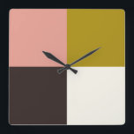 Gold Pink Chocolade Ivory Vierkante Klok<br><div class="desc">.</div>