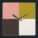 Gold Pink Chocolade Ivory Vierkante Klok<br><div class="desc">.</div>