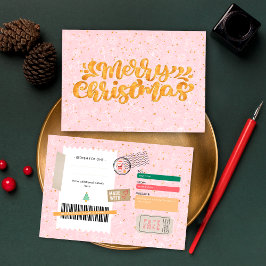 Gold Pink Christmas Pattern Ticket Gift Voucher
