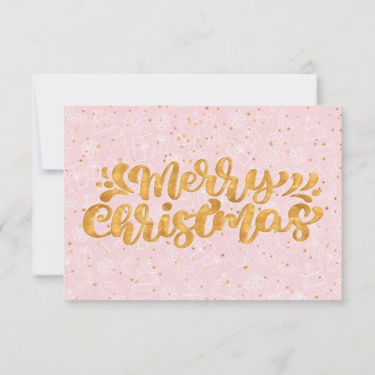 Gold Pink Christmas Pattern Ticket Gift Voucher (Achterkant)