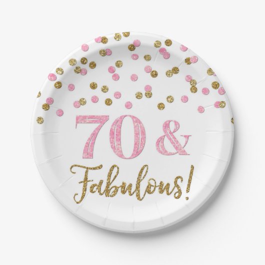 Gold Pink Confetti 70 en Fabulous Papieren Bordje (Voorkant)