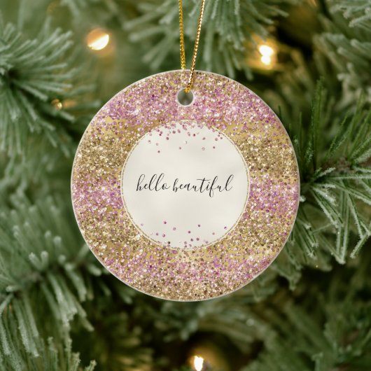 Gold Pink Confetti Glitter - Aangepast Keramisch Ornament (Boom)