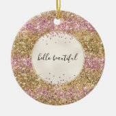 Gold Pink Confetti Glitter - Aangepast Keramisch Ornament (Voorkant)