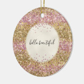 Gold Pink Confetti Glitter - Aangepast Keramisch Ornament (Links)
