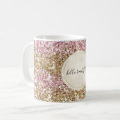 Gold Pink Confetti Glitter - Aangepast Koffiemok (Voorkant links)