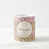 Gold Pink Confetti Glitter - Aangepast     Koffiemok (Center)
