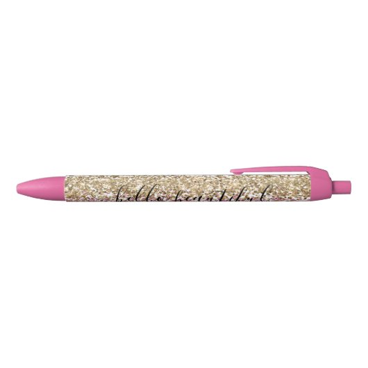Gold Pink Confetti Glitter - Aangepast Zwarte Inkt Pen (Bovenkant)