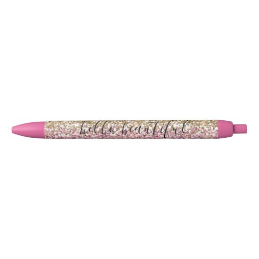Gold Pink Confetti Glitter - Aangepast Zwarte Inkt Pen (Voorkant)