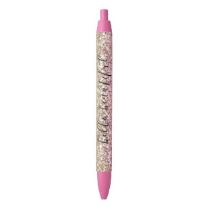 Gold Pink Confetti Glitter - Aangepast Zwarte Inkt Pen