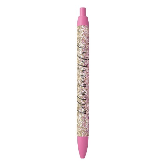 Gold Pink Confetti Glitter - Aangepast Zwarte Inkt Pen (Voorkant Verticaal)