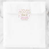Gold Pink Confetti Graduation 2026 Square Sticker (Tas)