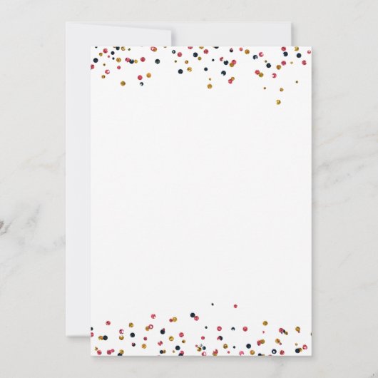 Gold Pink Confetti Graduation Party Invitation Kaart (Achterkant)