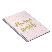 Gold Pink Confetti Inspirerend Quote Sparkle Notitieboek (Rechterzijde)
