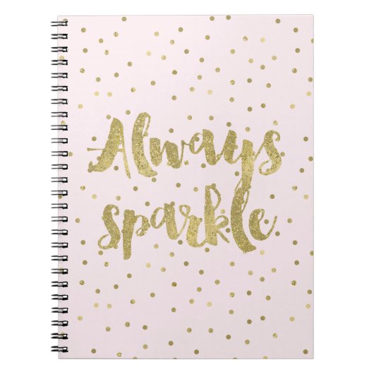 Gold Pink Confetti Inspirerend Quote Sparkle Notitieboek (Voorkant)