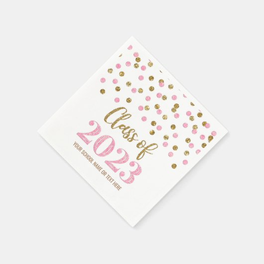 Gold Pink Confetti Klasse van 2023 Napkins Servet (Hoek)