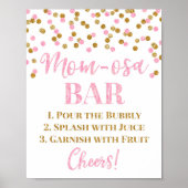 Gold Pink Confetti Mam-osa Bar Baby shower Poster (Voorkant)