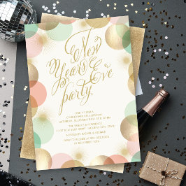 Gold Pink Confetti Stars Nieuwjaar Kaart