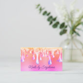 Gold Pink Coral Ombre Liquid Drip Visitekaartje (Staand voorkant)