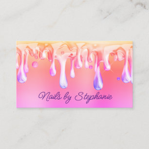 Gold Pink Coral Ombre Liquid Drip Visitekaartje