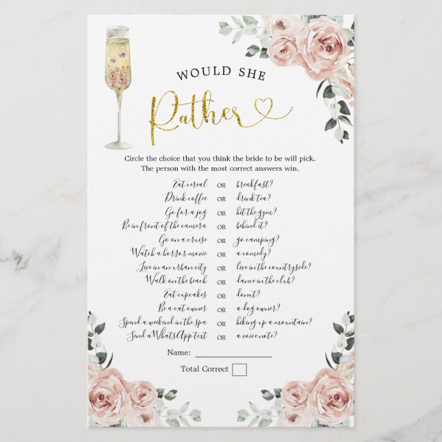 Gold Pink Dusty Roos Soiree zou ze liever een spel (Voorkant)