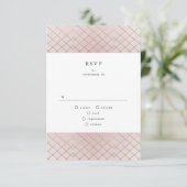 Gold Pink Elegance Diamond Geo Deco Wedding RSVP Kaartje (Staand voorkant)