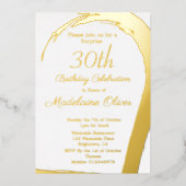 Gold Pink Elegant 30e verjaardag Folie Uitnodiging (Voorkant)