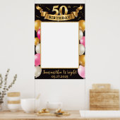 Gold Pink en Black Birthday Photo Prop Lijst Poster (Keuken)