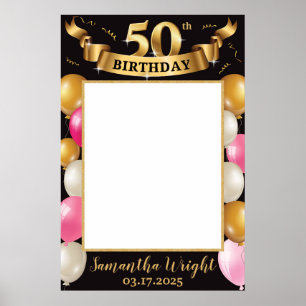 Gold Pink en Black Birthday Photo Prop Lijst Poster