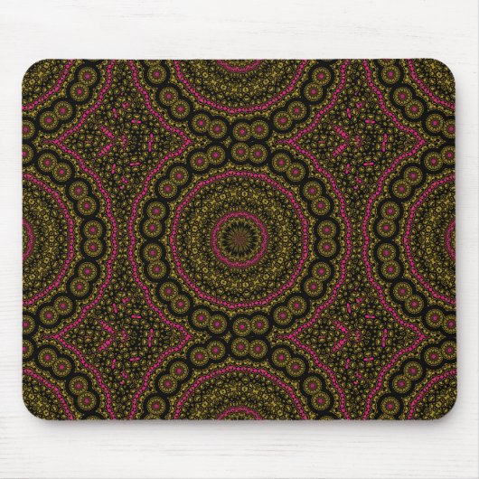 Gold Pink en Black Kaleidscope Mousepad Muismat (Voorkant)