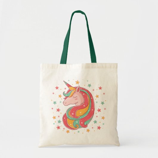 Gold Pink en Green Magical Unicorn Tote Bag (Voorkant)