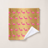 GOLD PINK FLAMINGO BRIGHT BATHROOM TOWEL SET BAD HANDDOEK (Wasdoekje)