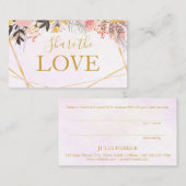 Gold Pink Floral Aanbevelingskaartje (Voorkant / Achterkant)