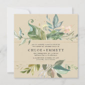 Gold Pink Floral Boho Botanical Square Weddenschap Kaart (Voorkant)