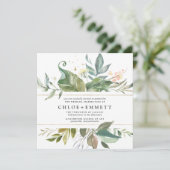 Gold Pink Floral Boho Botanical Square Weddenschap Kaart (Staand voorkant)