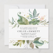 Gold Pink Floral Boho Botanical Square Weddenschap Kaart (Voorkant)