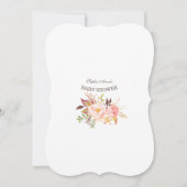 Gold Pink Floral Invitación de Baby shower Kaart (Achterkant)