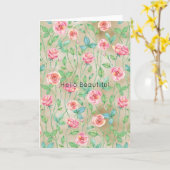 Gold Pink Floral Kaart (Gele Bloem)