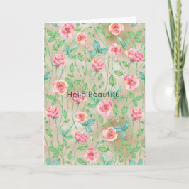 Gold Pink Floral Kaart