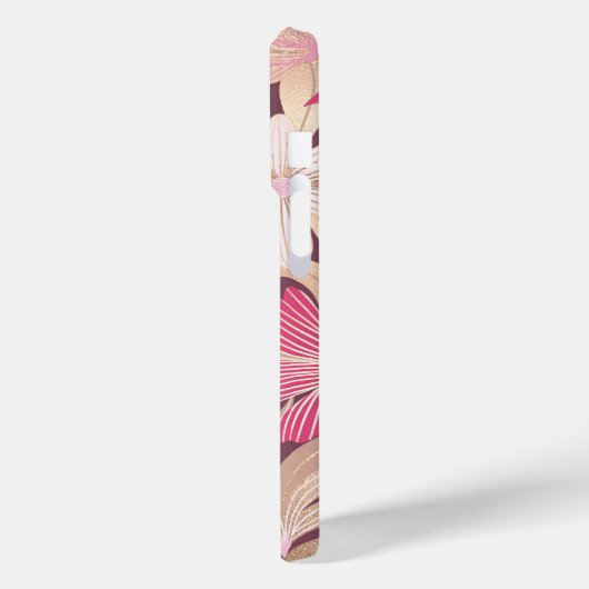 Gold Pink Floral Leaves Monogram Case-Mate iPhone Case (Achterkant / Links)