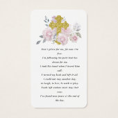 Gold Pink Floral Photo Funeral Prayer Card Visitekaartje (Achterkant)