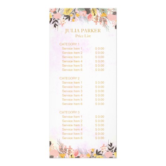 Gold Pink Floral Reclamekaart (Voorkant)
