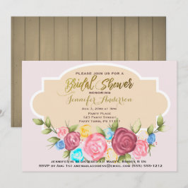 Gold Pink Floral Rustisch Vrijgezellenfeest Kaart