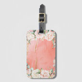 Gold Pink Floral Waterverf Elegant Bagagelabel (Voorkant (verticaal))